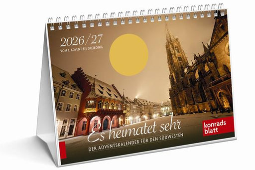 Adventskalender 2026/27 „Es heimatet sehr“ mit nächtlichem Stadtmotiv und Freiburger Münster