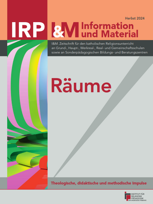 Links ist ein bunter Balken mit Linien in der Farbe Pink, Grün, Blau, Gelb und Rot. Die Linien sind leicht geschwungen.