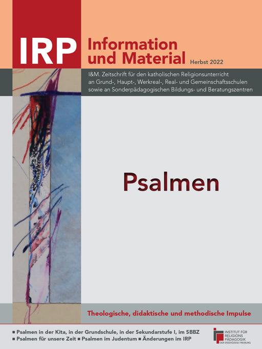 Zeitschriftentitel 'IRP Information und Material Herbst 2022' mit Untertitel zu katholischem Religionsunterricht und dem Thema 'Psalmen'.