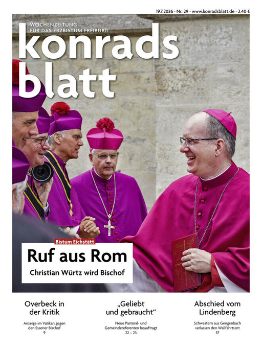 Titelseite des Konradsblatts Nr. 29 vom 19.7.2026 mit der Schlagzeile 'Ruf aus Rom – Christian Würtz wird Bischof'