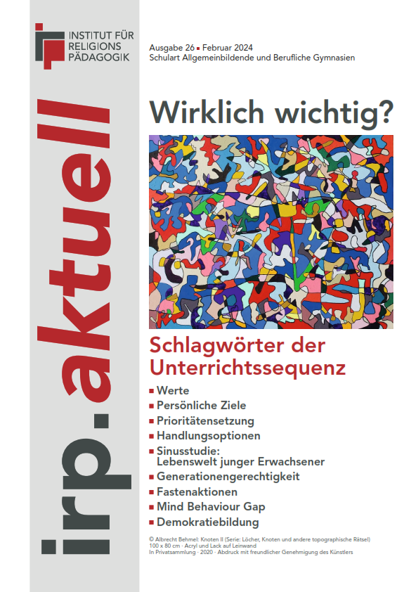 Buntes abstraktes Gemälde mit vielen ineinander verschlungenen Figuren und Formen auf weißem Hintergrund